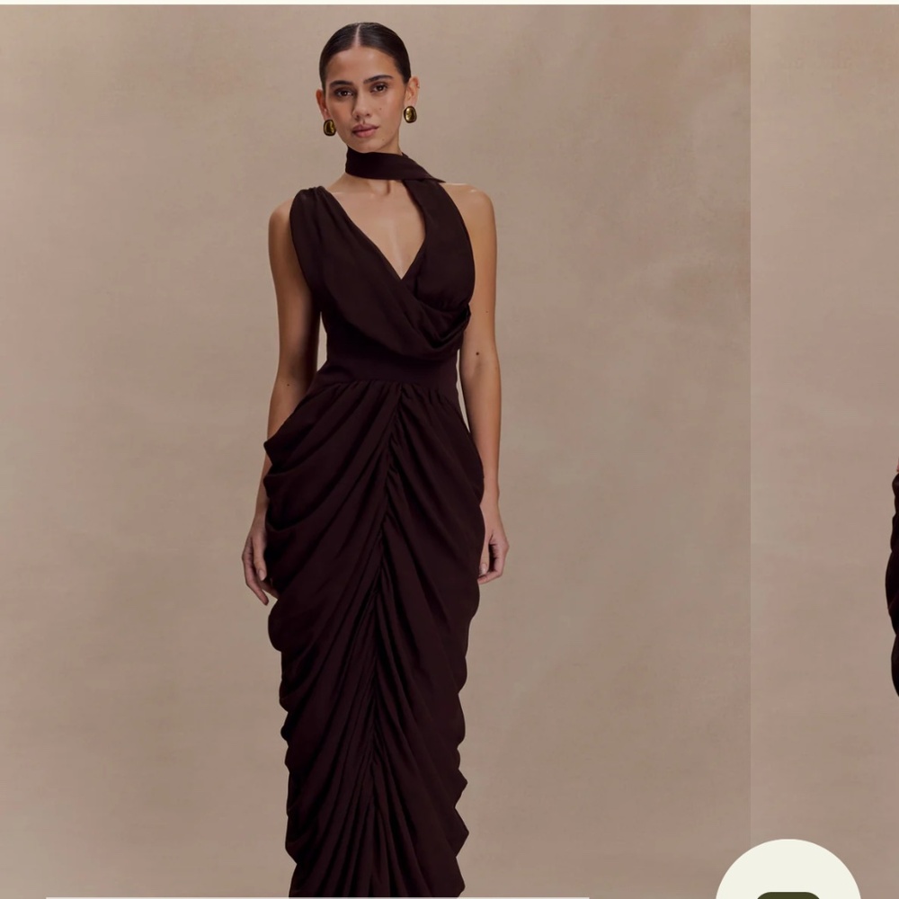 Meshki Chiffon Maxi Dress - Cacao Brown- Medium